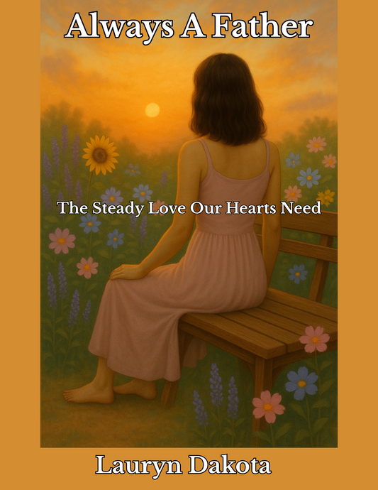 Girl sitting on a park bench with sunflowers around her, gazing at sunset